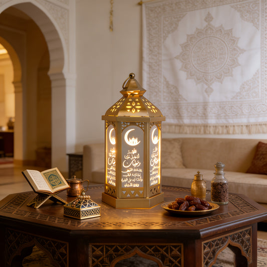 1pc Ramadan Theme Decorative Lantern | Iron Tabletop LED Handheld Light, Ramadan Fanous, Festival Lantern, Hanging Lamp, Batteries Not Included