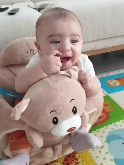 [Soft Youngsters Chair] LIBSIT Soft Plush Youngsters Chair | PVC Material, Green Cartoon Design, Infant Support Seat for Sit and Stand Practice, Safe and Comfortable Learning Sofa for Youngsters