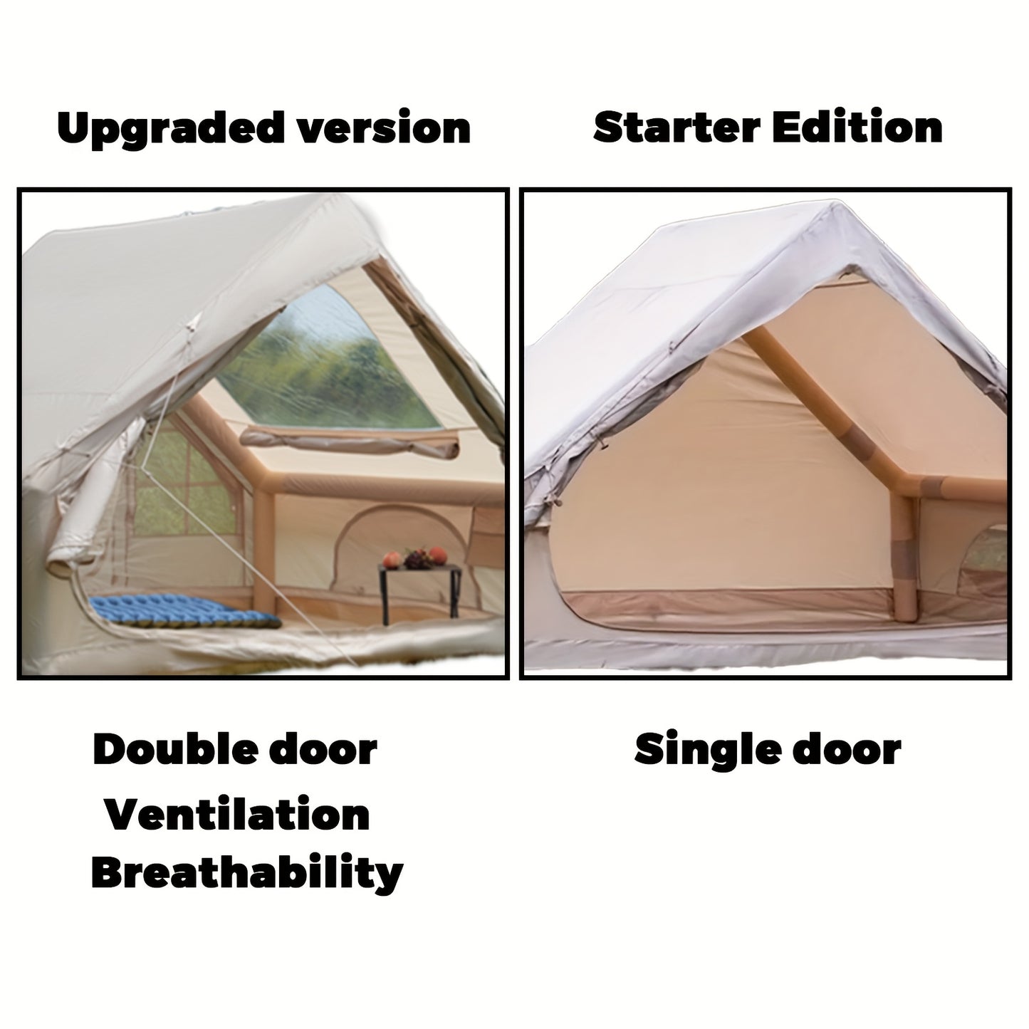 PAKICETUS 8-Person Inflatable Camping Tent — All-Season Heavy-Duty Oxford Air Cabin with Stove Jack, Easy Setup, Mesh Windows & Doors, Spacious Outdoor Shelter for Glamping, Hiking & Travel