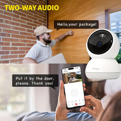 360° Panoramic 2K HD Security Camera – AI Motion Detection, Night Vision, 2.4G/5G WiFi, Google Assistant Compatible (Battery Not Included)