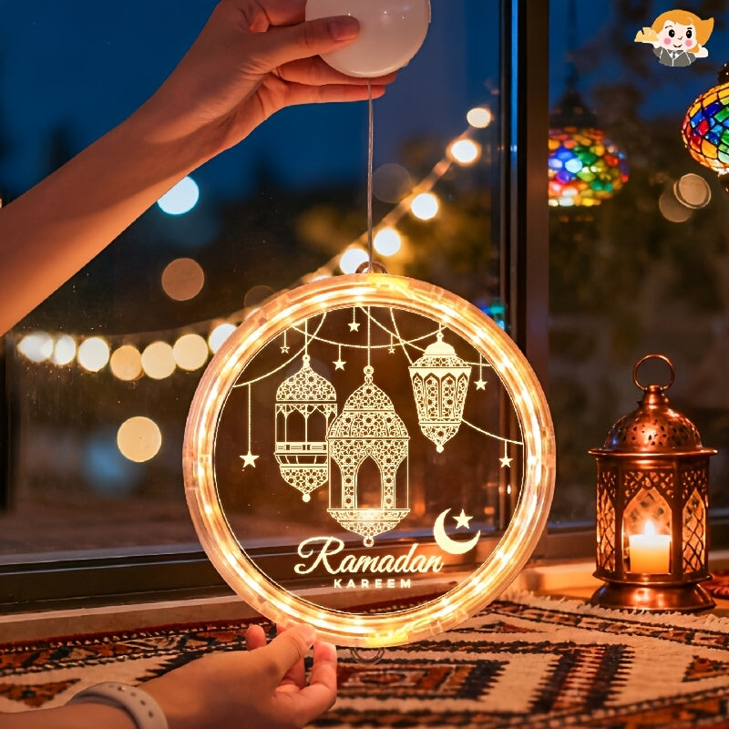 LED Ramadan Lanterns | Moon-Shaped, Multi-Style Hanging Lights for Festive Decoration, Battery-Powered (No Battery Included), Easy Hanging Installation