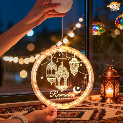 LED Ramadan Lanterns | Moon-Shaped, Multi-Style Hanging Lights for Festive Decoration, Battery-Powered (No Battery Included), Easy Hanging Installation