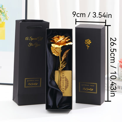 Golden Foil Rose Gift Box Set – Elegant Faux Rose Keepsake for Mother’s Day, Birthdays, Parties & Romantic Gifts
