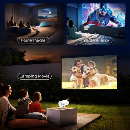 2026 HY300PRO Mini Projector — Portable 720P with WiFi, Bluetooth, 4K Support, Auto Keystone & 180° Rotation, Smart Android 11 for Home or Outdoor Use