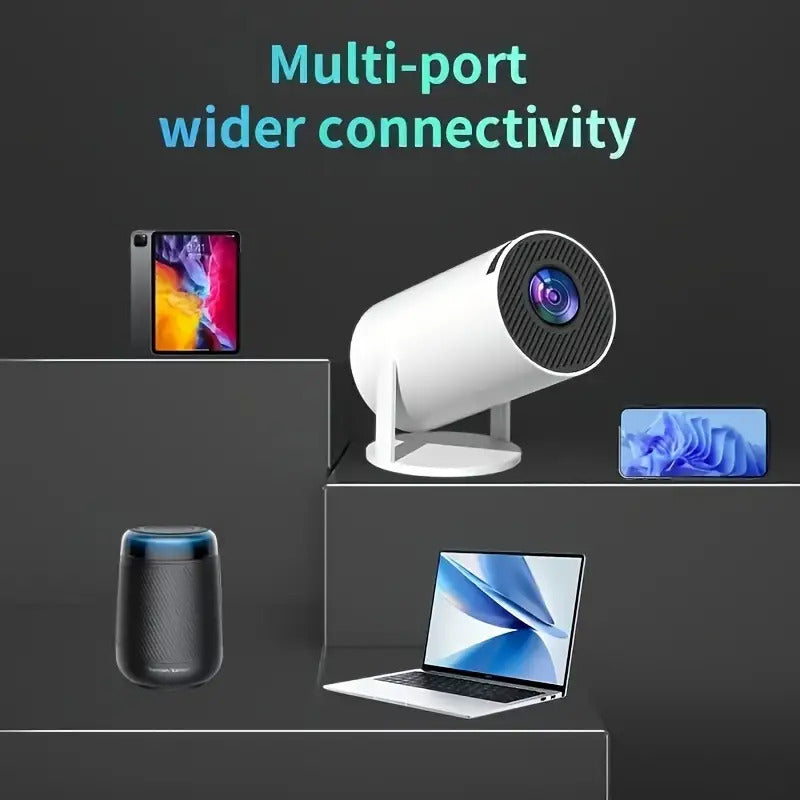 2026 HY300PRO Mini Projector — Portable 720P with WiFi, Bluetooth, 4K Support, Auto Keystone & 180° Rotation, Smart Android 11 for Home or Outdoor Use