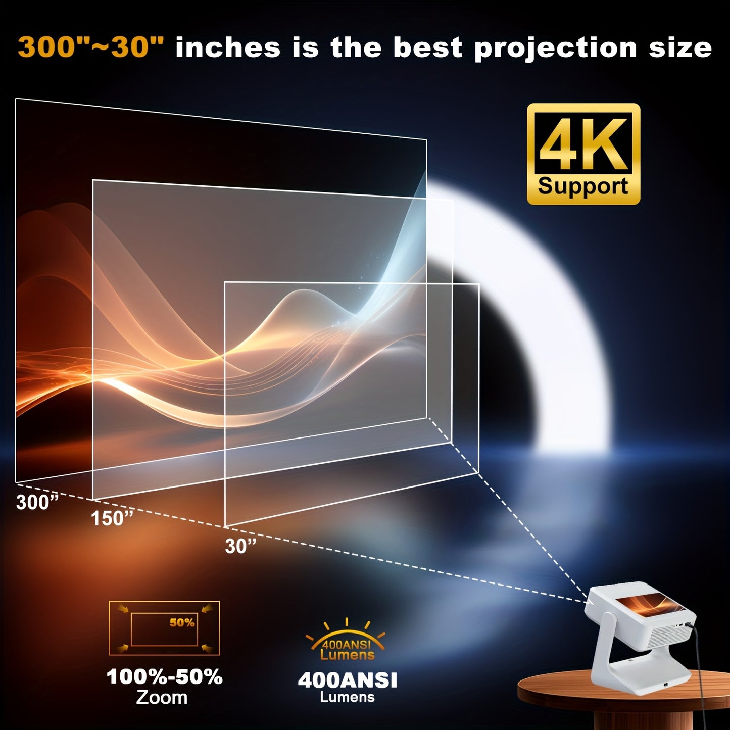 A2 Pro Smart Projector with 8-Inch Touch Screen – Android 12, Native 1080P HD, 4K Compatible Home Theater Projector with Autofocus & Auto Keystone Correction