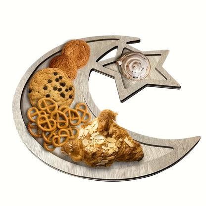 صينيتان خشبيتان للحلويات والوجبات الخفيفة للعيد - مناسبتان لتزيين الغرف، وحفلات أعياد الميلاد، والاحتفالات، مصنوعتان من الخشب. (بدون تلامس)