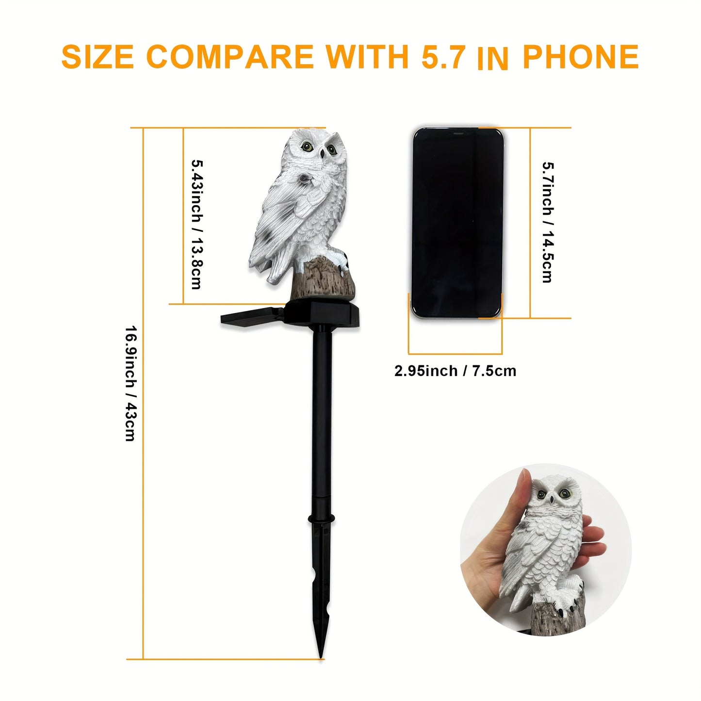 Owl Solar LED Garden Light – Resin Outdoor Decoration for Pathways, Camping & Bird-Deterrent Lighting