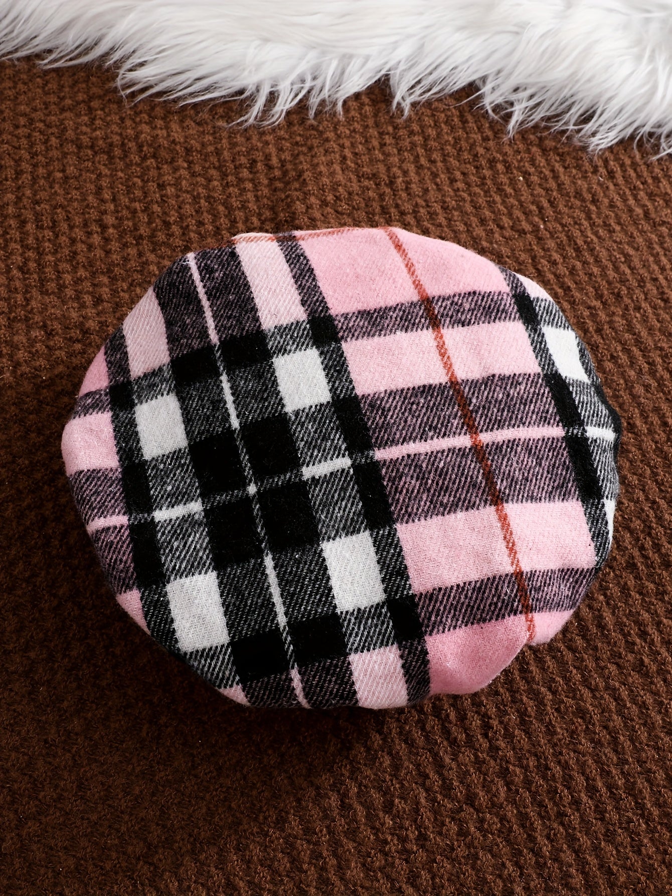 Girls’ 4-Piece Autumn/Winter Fashion Set – Button-Up Coat, Ribbed Long-Sleeve Top, Checkered Elastic-Waist Skirt & Matching Beret