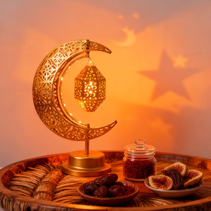 LED Iron Hollow Moon Light | Rotatable, Suitable for Desk Lamp, Decorative for Christmas, Ramadan, Valentine'S Day, Winter Holidays