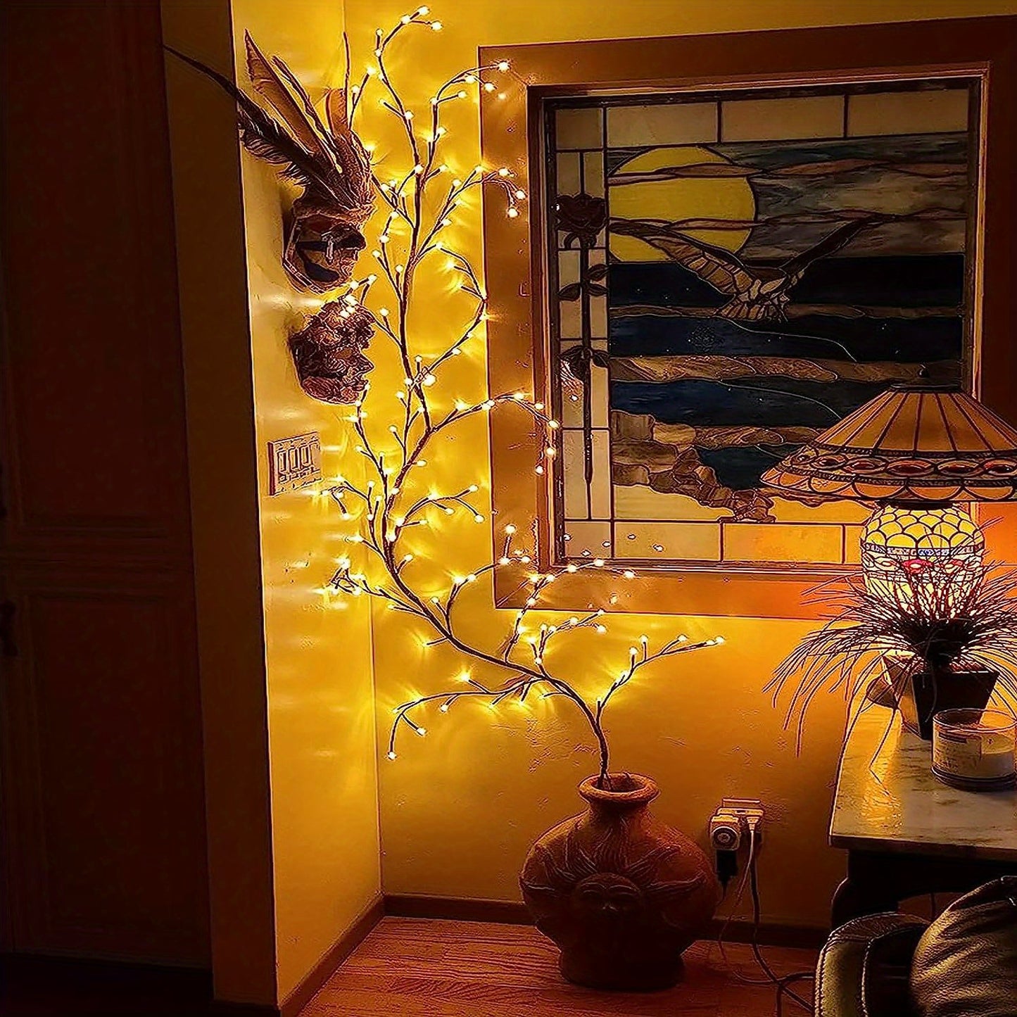 96-LED Willow Wall Lamp – Artificial Plant Branch Light for Elegant Bedroom & Living Room Decor