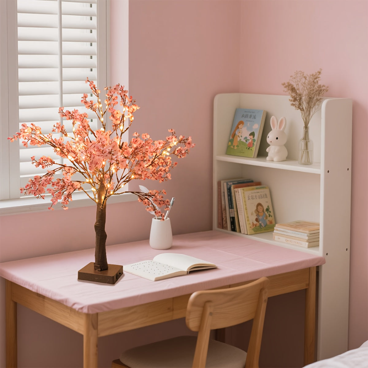 Pink Cherry Blossom Lamp – USB/Battery Powered Decorative Branch Light with Warm Glow for Home & Special Occasions