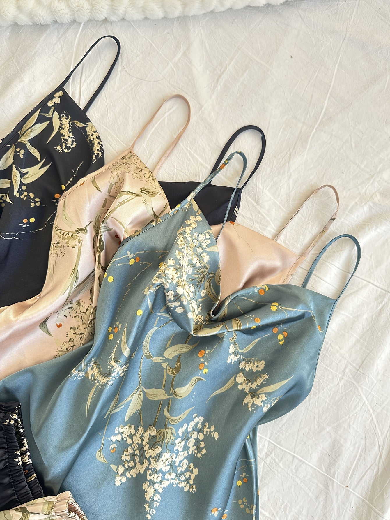 6-Piece Cherry Print Sleepwear Set – Ruffled Neckline Top with Matching Long Pants, Cute and Comfortable Loungewear