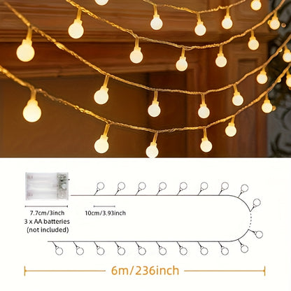 White Spherical Fairy String Lights – 6M 40-Bulb Decorative LED for Christmas, Weddings & Home Decor