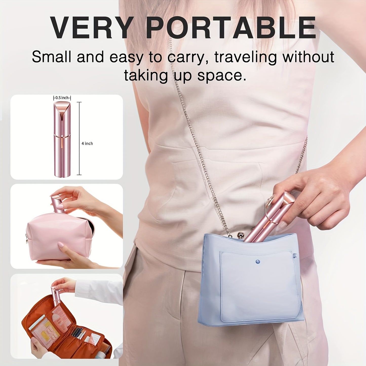 DM Facial Hair Removal for Women, Electric Painless USB Rechargeable Facial Hair Remover for Face, Lip, Leg LED Light