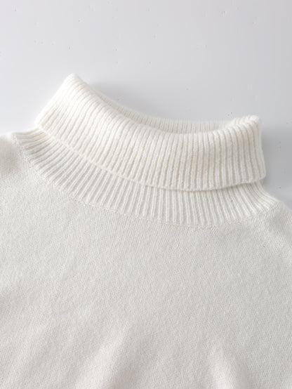 طقم ملابس تريكو نسائي لفصل الخريف والشتاء - فستان طويل فضفاض مع سترة بياقة عالية، بلون واحد