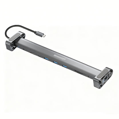 Wowssyo 10-in-1 USB-C Docking Station – Triple Display Hub with 4K HDMI, 100W PD, Ethernet, SD/TF, Audio & USB 3.0