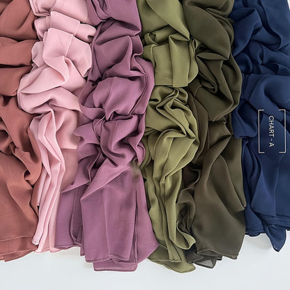 6-Piece Premium Satin Hijab Set – Non-Stretch Snug-Fit Scarves in 10 Solid Colors for Ramadan & Modest Fashion