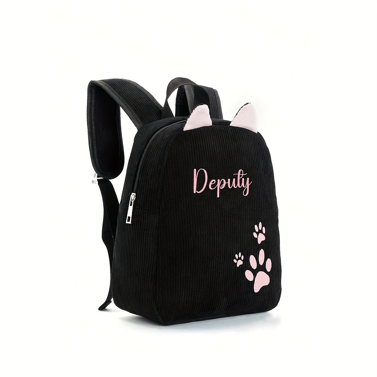 1pc ized /s Backpack with Custom Name/Text/Logo - Cute & Paw Print Design, Lightweight School for &, Adjustable Straps, Zipper Closure, Beige/Pink/Black/Khaki - Ideal Gift (Embroidery Service Included