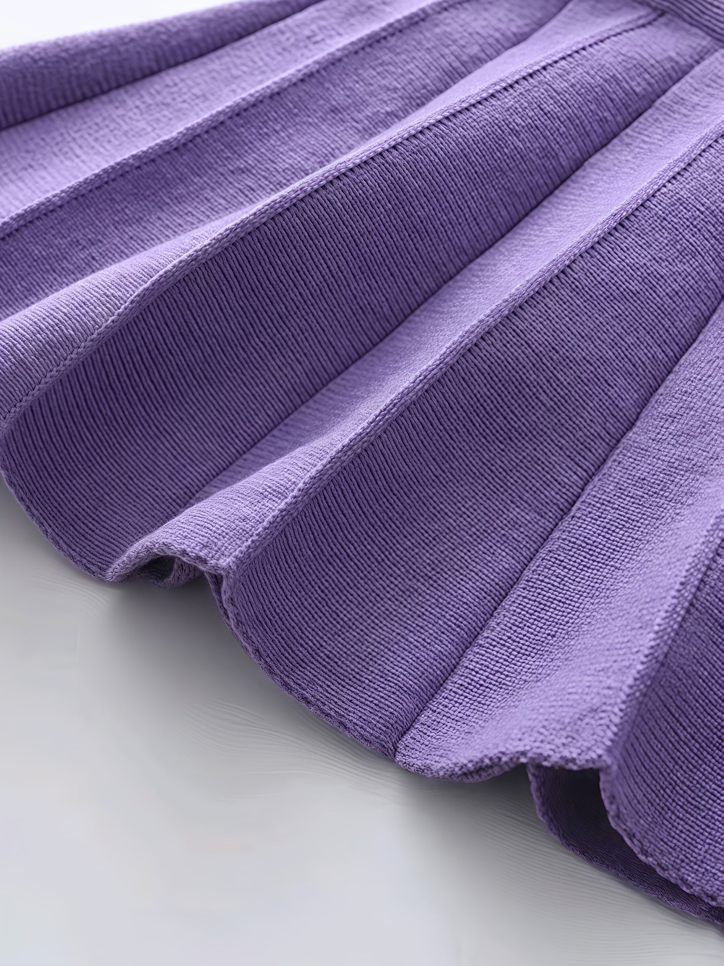 Girls’ 2-Piece Furry Fruit Sweater & Pleated Skirt Set – Cozy Purple Knitwear Outfit for Daily Wear or Parties in Autumn/Winter