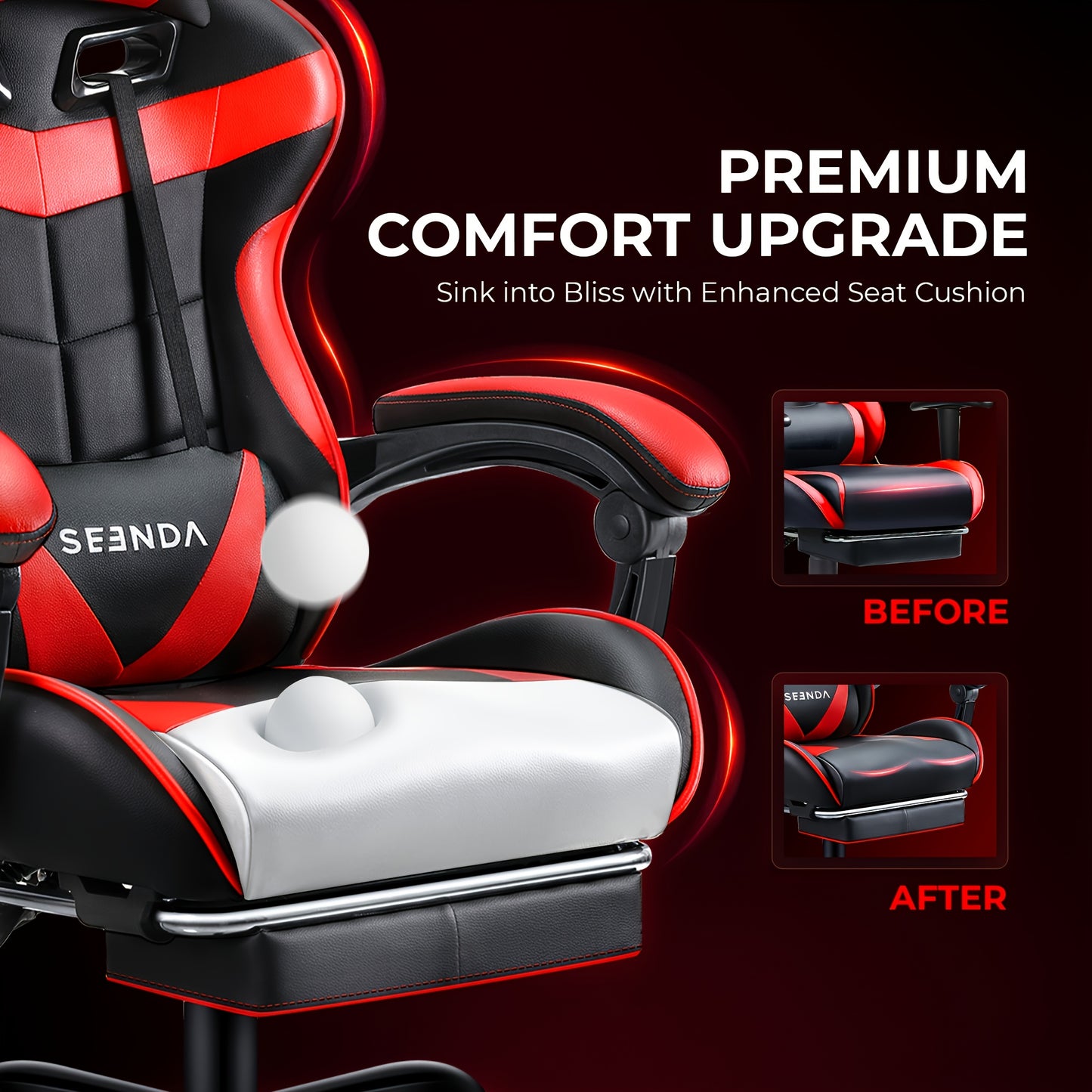 Ergonomic Gaming Chair – High-Back Recliner with Headrest, Lumbar Support & 360° Swivel for Office or Home Setup