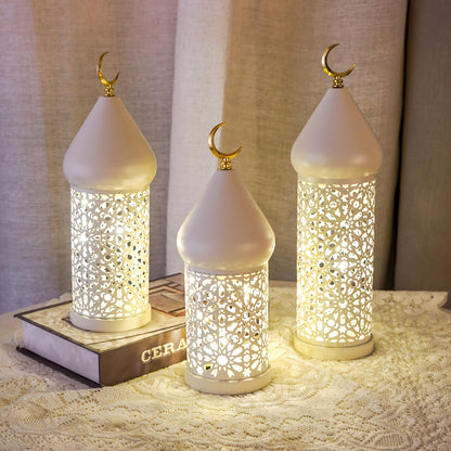 1pc Elegant Metal Hollow LED Decorative Lantern - Hollow for Airflow, Battery- Suitable for (Battery Not Included) - Desktop/Tabletop Light for Ramadan, Weddings, Birthdays, - Metal Frame, Traditional & Modern LED
