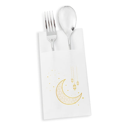 10pcs Ramadan Kareem Printed Ramadan Stars Moon Disposable Knife and Fork Western Napkins Meal Mat 2026 for Home Decoration Eid Mubarak Decoration Ramadan Mubarak Eid Al Adha Islamic Muslim Party