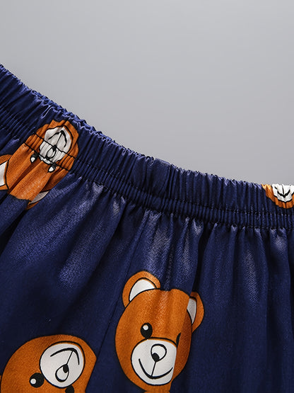 a3 Sets (6pcs) Boys’ Cartoon Short-Sleeve Pajama Sets – Open-Front Sleepwear for Comfortable Daily Home Use