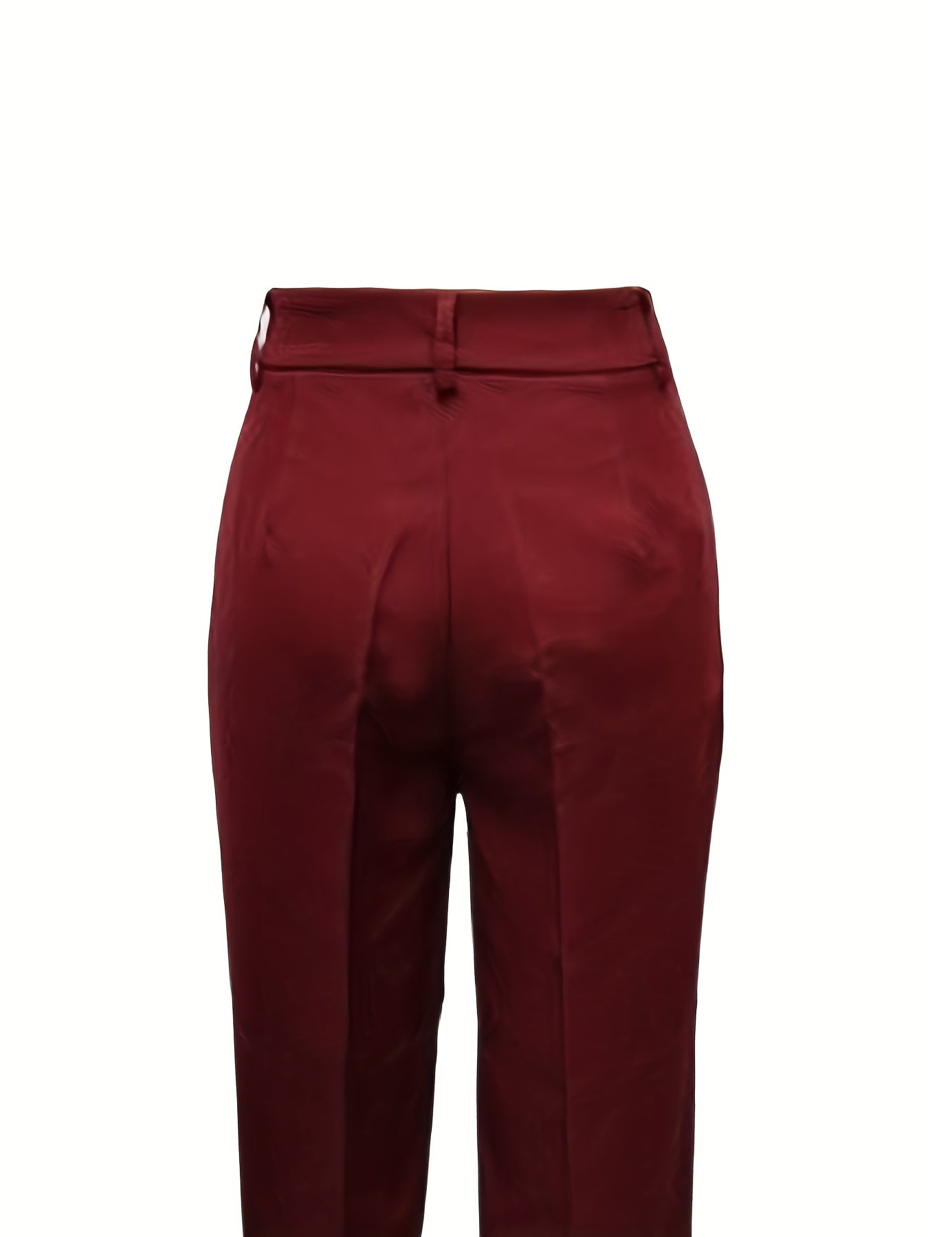 Women’s 2-Piece Elegant Straight-Leg Trousers Set – Solid Burgundy & Black Office Pants with Pockets, Wrinkle-Resistant, All-Season Formal & Casual Wear