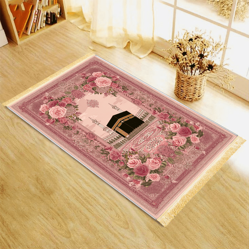 1pc 1pcs Luxurious Thick Prayer Mat Suitable for Islamic Home Prayer - Non-Slip Foldable Muslim Prayer, Machine Washable Soft Comfortable Prayerative Mat for &, Portable for Travel or Indoor Use with Tassels ()