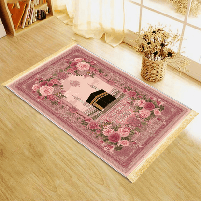 1pc 1pcs Luxurious Thick Prayer Mat Suitable for Islamic Home Prayer - Non-Slip Foldable Muslim Prayer, Machine Washable Soft Comfortable Prayerative Mat for &, Portable for Travel or Indoor Use with Tassels ()