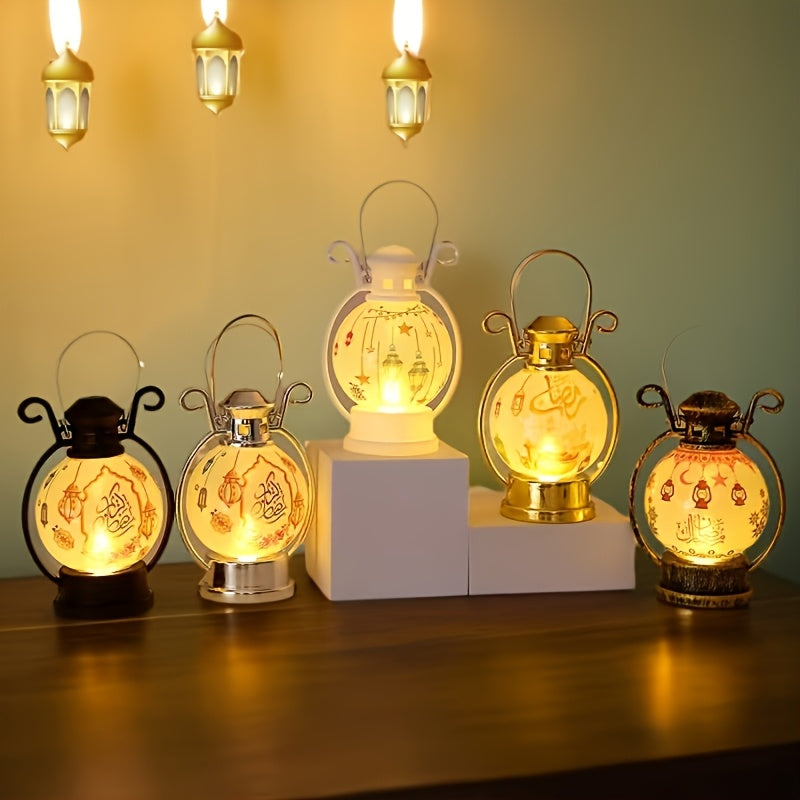 2-Pack Round LED Table Lamps with Switch-Controlled Uplighting - - Circular /Look Lighting Suitable for Parties, Ramadan/Eid Decorations, ' Rooms & Bedside - Plastic Table/Look Lights with Included