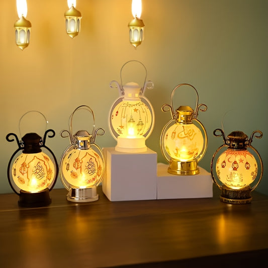 2-Pack Round LED Table Lamps with Switch-Controlled Uplighting - - Circular /Look Lighting Suitable for Parties, Ramadan/Eid Decorations, ' Rooms & Bedside - Plastic Table/Look Lights with Included