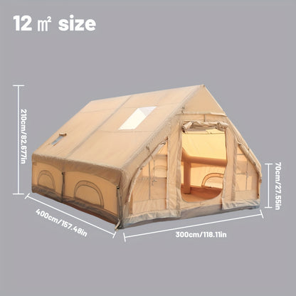 PAKICETUS 8-Person Inflatable Camping Tent — All-Season Heavy-Duty Oxford Air Cabin with Stove Jack, Easy Setup, Mesh Windows & Doors, Spacious Outdoor Shelter for Glamping, Hiking & Travel