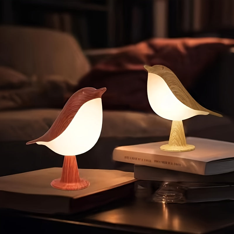 Cute Mini Bird Night Light – Touch Sensor LED Lamp with 3-Level Dimming, USB Rechargeable & Portable Decorative Light