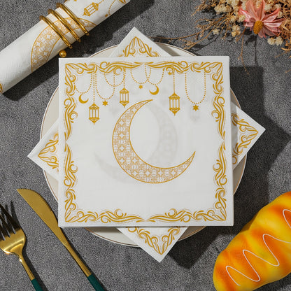 20pcs 2025 New Ramadan Theme Disposable Napkins - 2-Ply - Suitable for Ramadan Parties And Holiday Table Decorations, 13-Inch Square, Ideal for Kitchen And Dining Room, Ramadan Decorations