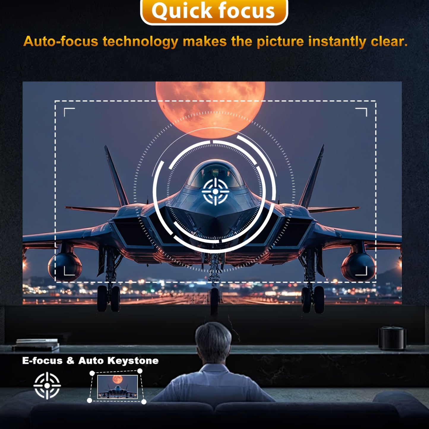 A2 Pro Smart Projector with 8-Inch Touch Screen – Android 12, Native 1080P HD, 4K Compatible Home Theater Projector with Autofocus & Auto Keystone Correction