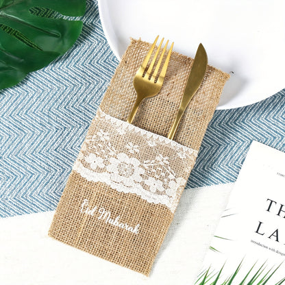 5pcs Burlap Fork Bags | Ramadan Mubarak Tableware, Islamic Muslim Party Decoration, Eid Al-Fitr and Eid Al Adha Gifts, Frohes Ramadan-Fest, Alles Gute zum Fastenbrecher-Fest, L'Aid al-Fitr Mubarak