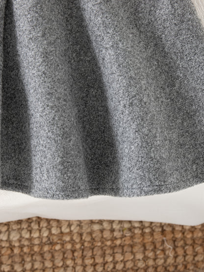 3-Piece Winter Baby Dress Set – Jacket, Vest Dress & Matching Hat with Bow and Button Details, Soft Cozy Outfit for 1st Birthdays & Christenings (Grey)