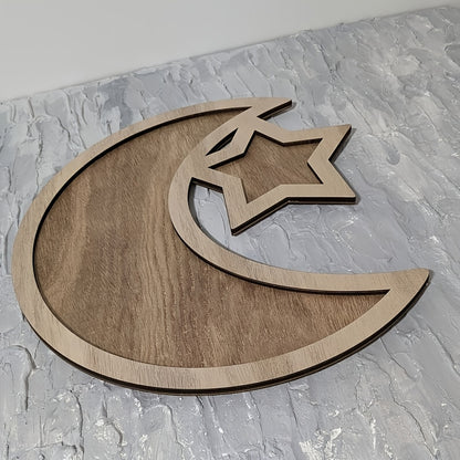 صينيتان خشبيتان للحلويات والوجبات الخفيفة للعيد - مناسبتان لتزيين الغرف، وحفلات أعياد الميلاد، والاحتفالات، مصنوعتان من الخشب. (بدون تلامس)