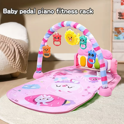 Animal-Themed Baby Fitness Rack Toy – Musical Pedal Piano Play Mat with Soft Blanket, Perfect for 0–12M Toddlers & Holiday Gifts