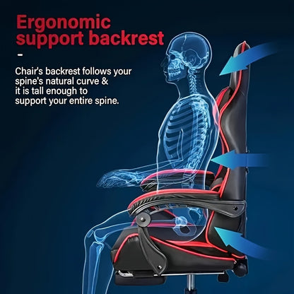 Ergonomic Gaming Chair – High-Back Recliner with Headrest, Lumbar Support & 360° Swivel for Office or Home Setup