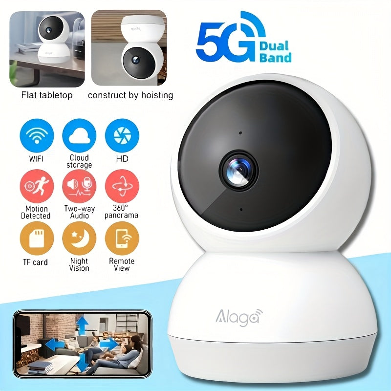 360° Panoramic 2K HD Security Camera – AI Motion Detection, Night Vision, 2.4G/5G WiFi, Google Assistant Compatible (Battery Not Included)
