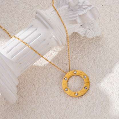 Women’s Stainless Steel Circular Pendant Necklace – Minimalist Elegant Design with Polished Finish, Durable Tarnish-Resistant Chain for Daily or Special Occasions