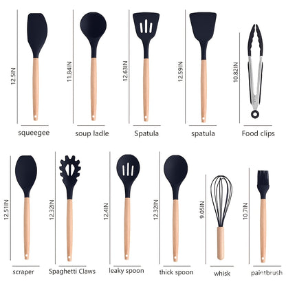 19-Piece Kitchen Utensil Set – Heat-Resistant Silicone Spatulas, 6 Sharp Knives, and Durable Cutting Board for Everyday Cooking