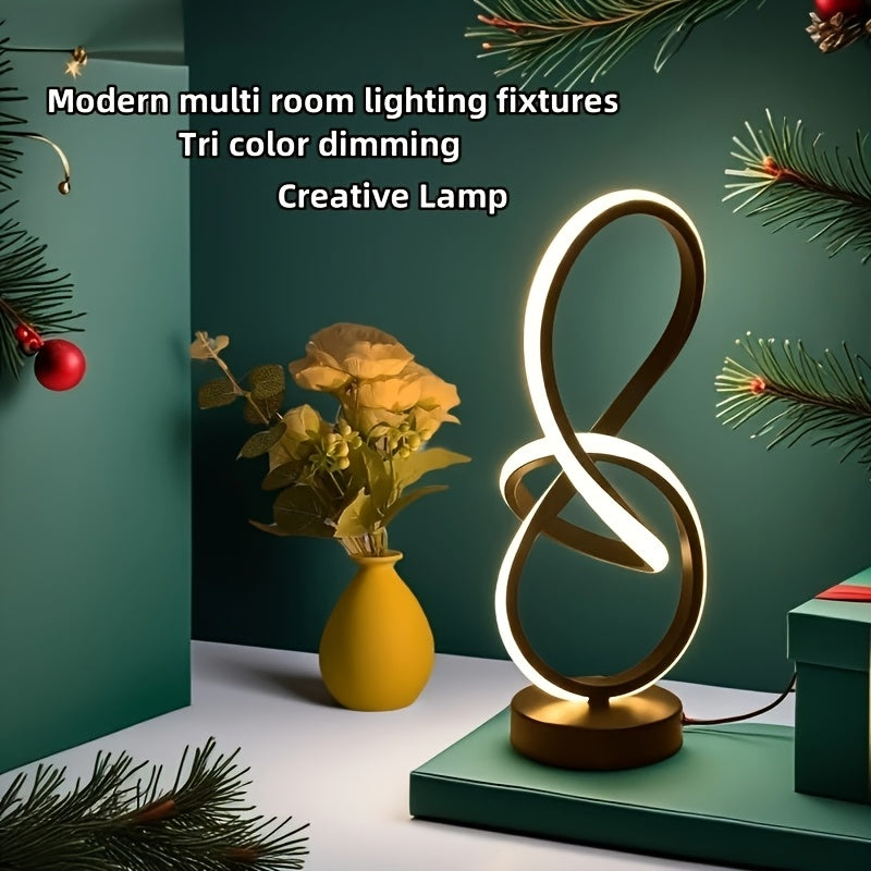 Modern Digital “8” Desk Lamp – USB Powered with 3-Color Dimming, Stylish Black Design for Bedroom & Living RoomDesk Lamp / Home Lighting