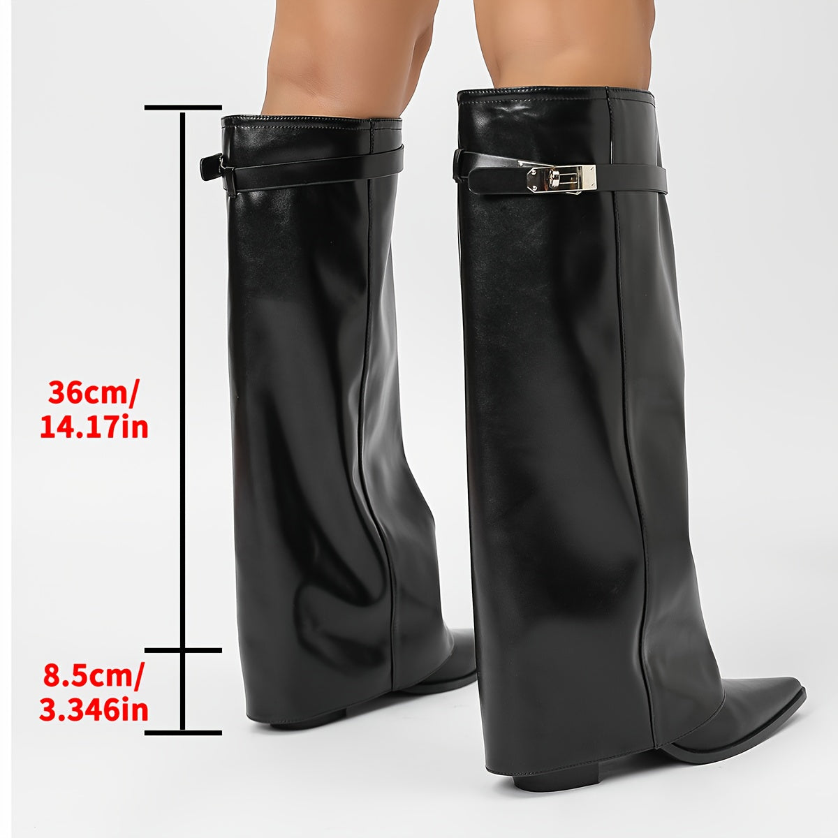 Women's Western Cowboy Boots – Chunky Heel, Pointed Toe, Buckle Detail & Slip-Resistant Sole, Stylish All-Season White Boots