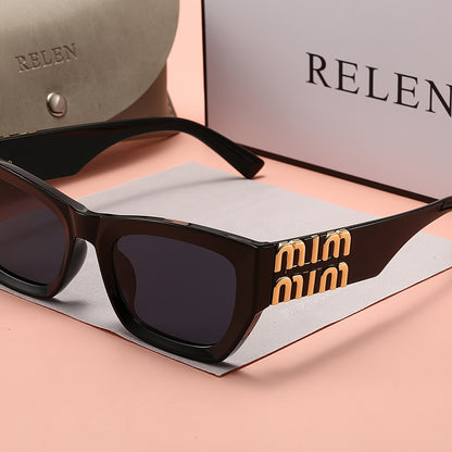RELEN Cat-Eye Retro Glasses – Irregular Letter M Design, Unisex Niche Eyewear with Case & Cloth, Perfect Gift for Any Occasion