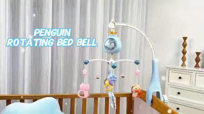 Penguin Baby Bed Mobile with Music & Lights - Rotating Brain-Stimulating Toy Featuring Adorable Penguins, Bears, and Animals - Ideal Christmas or Birthday Gift for Infants, Available in Pink/Blue, Random Colors, Penguin Gifts