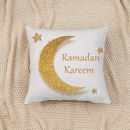 1PC Ramadan Throw Pillow Cover, Moon Decorative Cushion Cover, Home Decor for Couch Sofa Living Room Bedroom, Without Pillow Insert